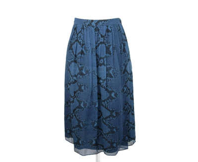 Shop Burberry Women's Mineral Blue Silk Pleated Skirt