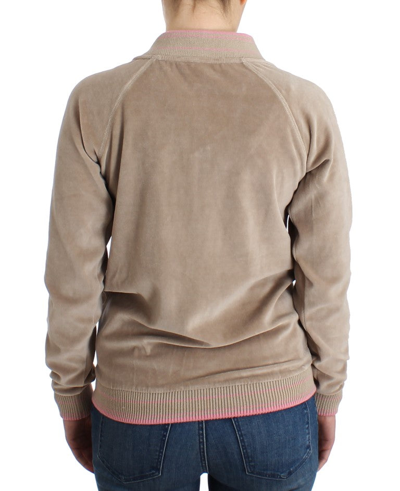 Shop Cavalli Beige Velvet Zipup Women's Sweater