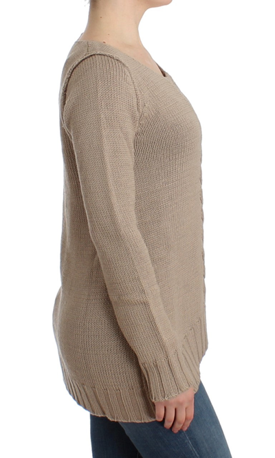 Shop Cavalli Elegant Beige Knitted Crew Neck Women's Sweater