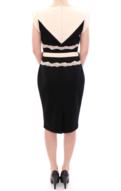 Shop Cavalli Elegant Sheath Lace Dress In Black And Women's Beige