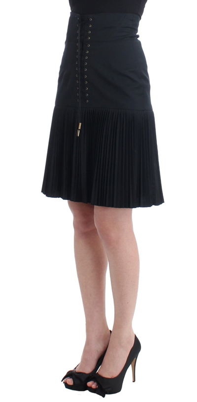 Shop Cavalli Black Pleated Laced Women's Skirt