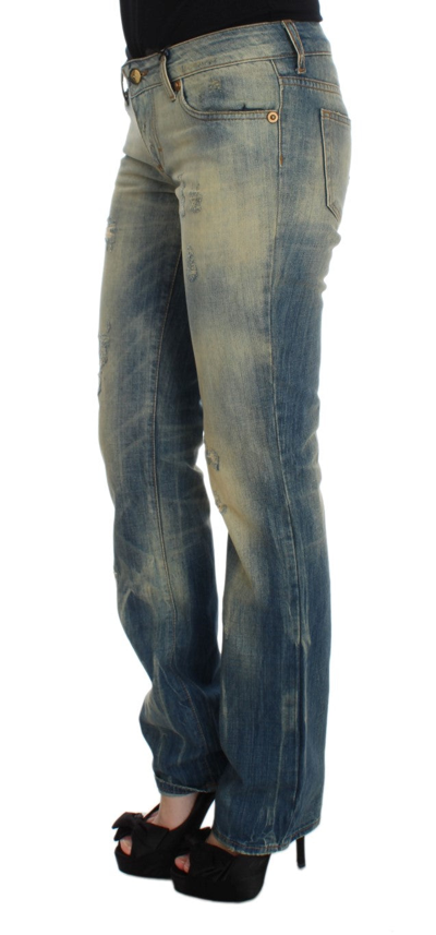 Shop Cavalli Blue Wash Cotton Slim Fit Bootcut Women's Jeans