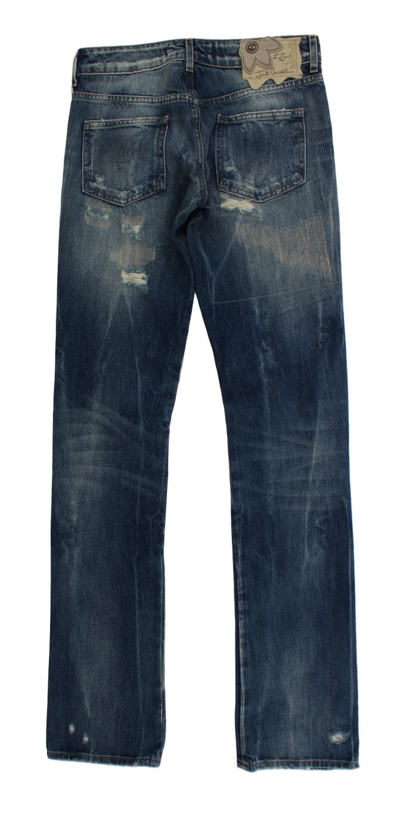 Shop Cavalli Blue Wash Torn Cotton Straight Fit Women's Jeans