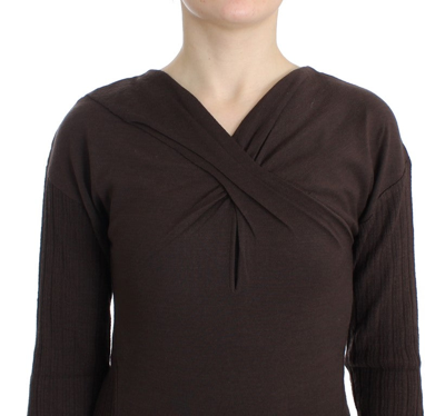 Shop Cavalli Chic Keyhole Virgin Wool Women's Sweater In Brown