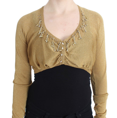 Shop Cavalli Gold Embellished Gold Women's Shrug In Yellow