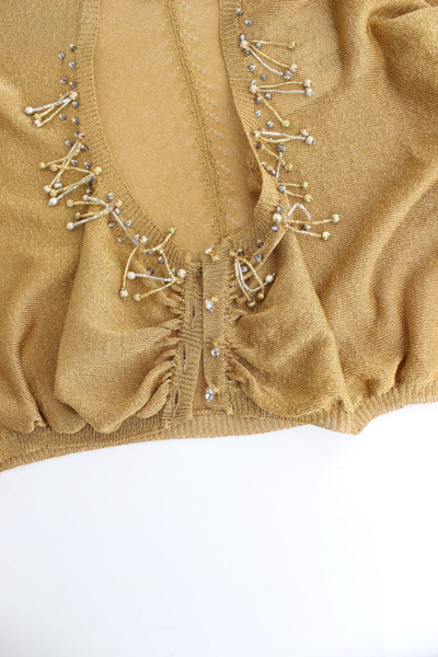 Shop Cavalli Gold Embellished Gold Women's Shrug In Yellow