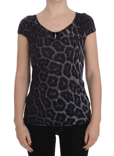 Shop Cavalli Gray Leopard Modal T-shirt Blouse Women's Top