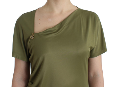 Shop Cavalli Elegant Green Jersey Blouse With Gold Women's Accents