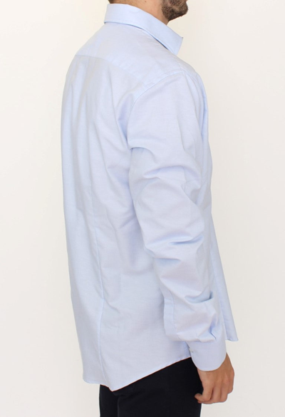 Shop Cavalli Elegant Light Blue Italian Cotton Men's Shirt