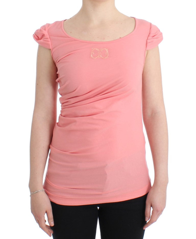 Shop Cavalli Pink Cotton Blend Tank Top With Cap Women's Sleeves