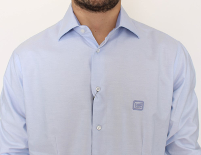 Shop Cavalli Elegant Light Blue Italian Cotton Men's Shirt