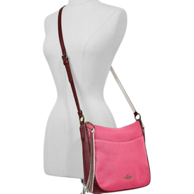 Shop Coach 38696 Chaise Polished Pebble Colorblock Leather Crossbody Messenger Bag In Confetti Pink Multi