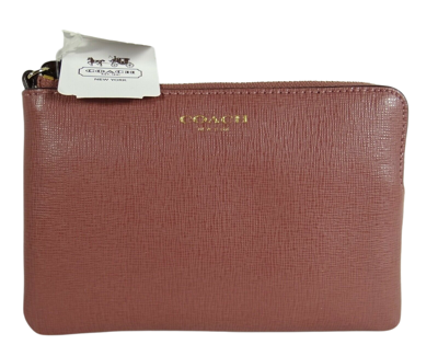 Shop Coach Rouge Small Zip Wristlet In Rouge/dusty Rose
