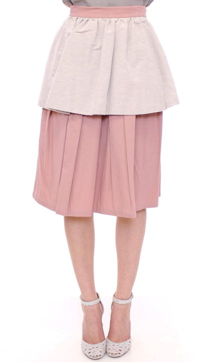 Shop Comeforbreakfast Pink Gray Knee-length Pleated Women's Skirt