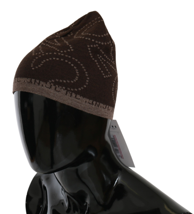Costume National C'n'c  Beanie  Wool Blend Branded Hat In Brown