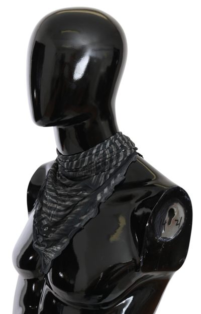 Shop Costume National Black Gray Viscose Foulard Women Scarf