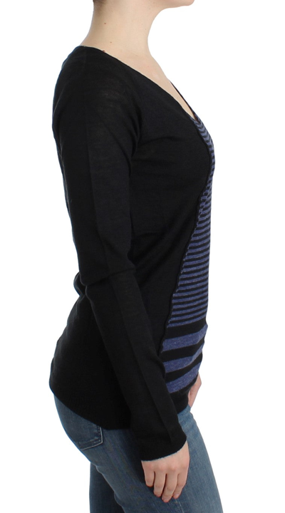 Shop Costume National Black Striped V-neck Women's Sweater