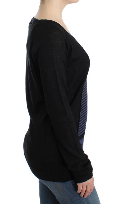 Shop Costume National Black Striped V-neck Women's Sweater