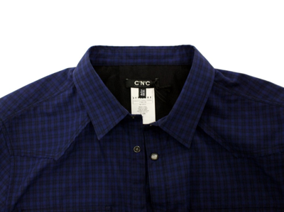 Shop Costume National Blue Checkered Cotton Men's Shirt