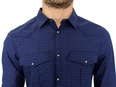Shop Costume National Blue Checkered Cotton Men's Shirt