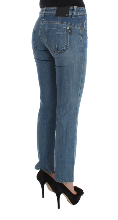 Shop Costume National Blue Cotton Slim Fit Cropped Women's Jeans