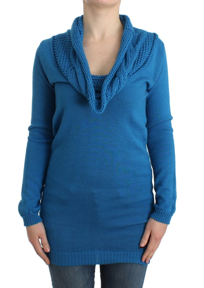 Shop Costume National Blue Knitted Scoopneck Women's Sweater