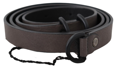 Shop Costume National Brown Leather Skinny Round Buckle Women's Belt