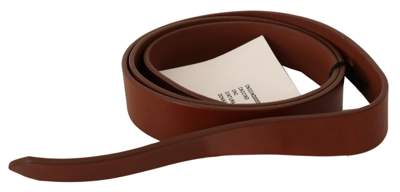 Costume National Brown Leather Silver Fastening Belt In Brown