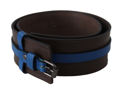 Shop Costume National Brown Thin Blue Line Leather Buckle Women's Belt