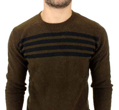 Shop Costume National Brown Striped Crewneck Men's Sweater