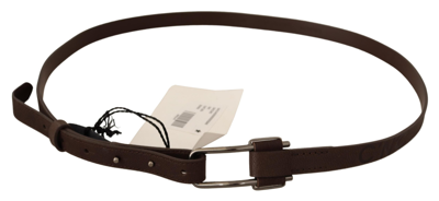 Costume National Brown Wx Silver Metal Buckle Belt In Brown