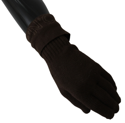 Costume National C'n'c   Wool Knitted One Size Wrist Length Gloves In Brown