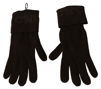 Costume National C'n'c   Wool Knitted One Size Wrist Length Gloves In Brown