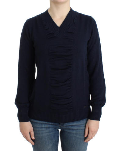 Shop Costume National Dark Blue V-neck Wool Women's Sweater