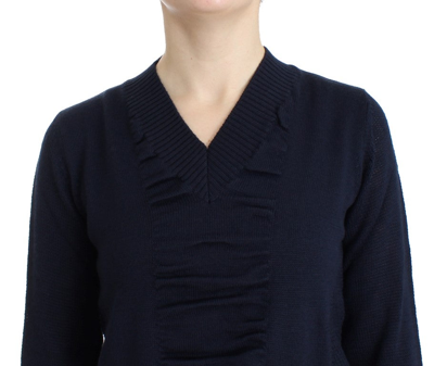 Shop Costume National Dark Blue V-neck Wool Women's Sweater