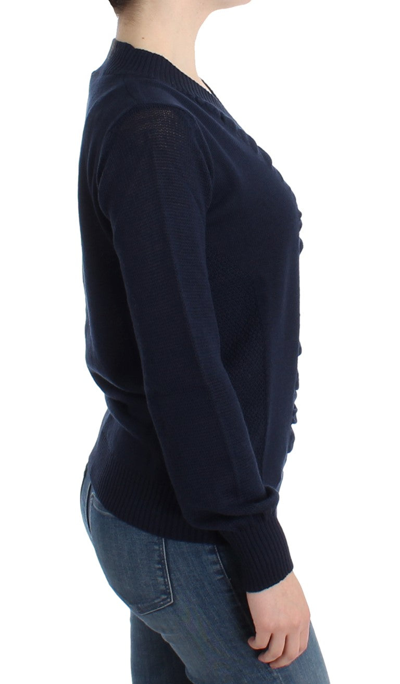 Shop Costume National Dark Blue V-neck Wool Women's Sweater