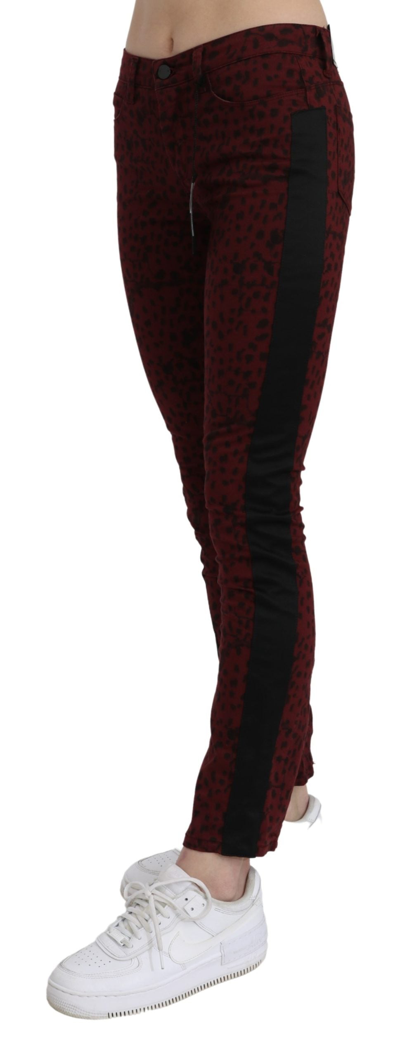 Shop Costume National Dark Red Mid Waist Slim Fit Cotton Women's Jeans