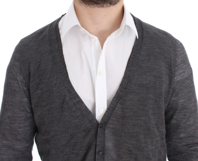 Shop Costume National Gray Wool Button Cardigan Men's Sweater