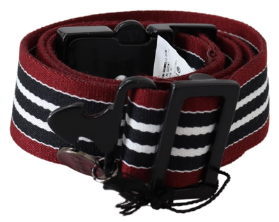 Shop Costume National Striped Leather Fashion Belt In Black &amp; Women's Red