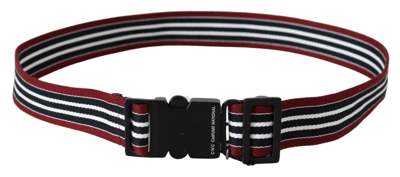 Shop Costume National Striped Leather Fashion Belt In Black &amp; Women's Red