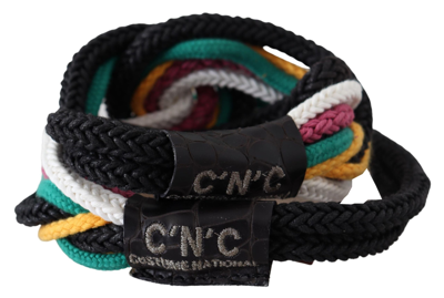 Costume National Multicolor Rope Leather Rustic Hook Buckle Belt In Multicolor