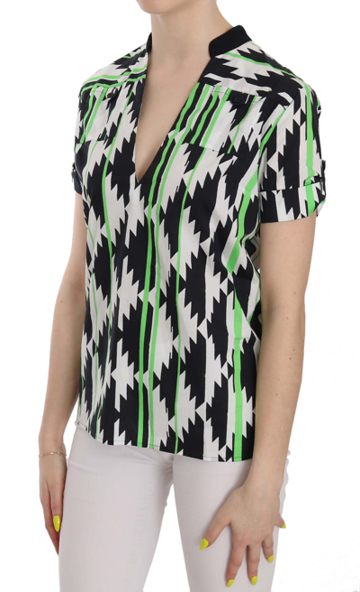 Costume National C'n'c  Multi Color Plunging Top Blouse In Multicolor