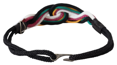 Costume National Multicolor Rope Leather Rustic Hook Buckle Belt In Multicolor