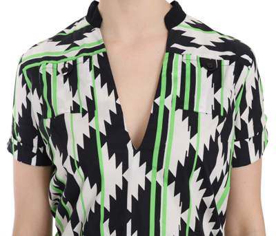 Costume National C'n'c  Multi Color Plunging Top Blouse In Multicolor