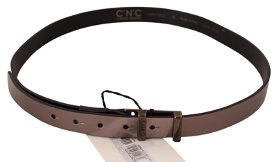 Costume National Chic Pink Metallic Leather Belt With Bronze Buckle In Pink
