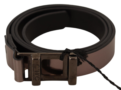 Costume National Chic Pink Metallic Leather Belt With Bronze Buckle In Pink