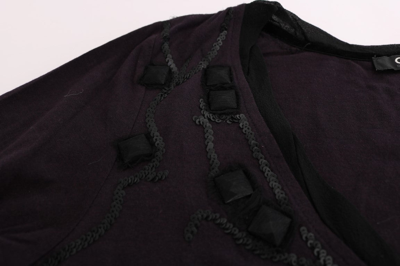 Shop Costume National Purple V-neck Cotton Women's T-shirt