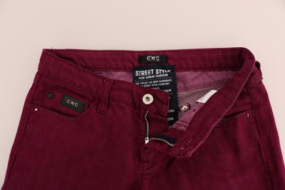 Shop Costume National Red Wash Cotton Stretch Denim Women's Jeans
