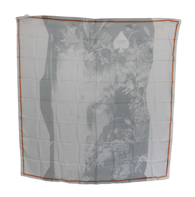 Shop Costume National Silk Floral Foulard Wrap Women's Scarf In Gray