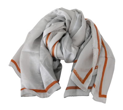 Shop Costume National Silk Floral Foulard Wrap Women's Scarf In Gray